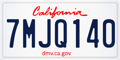 CA license plate 7MJQ140