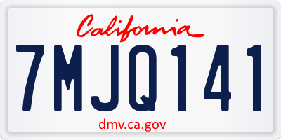 CA license plate 7MJQ141