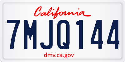 CA license plate 7MJQ144