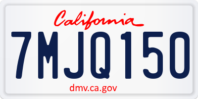 CA license plate 7MJQ150