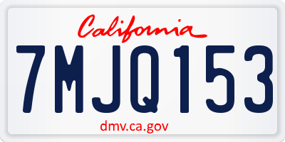 CA license plate 7MJQ153