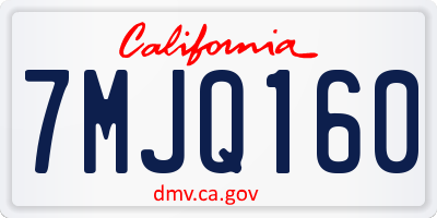 CA license plate 7MJQ160