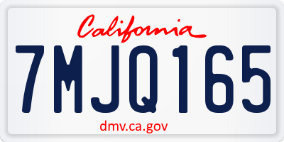 CA license plate 7MJQ165