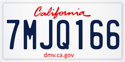 CA license plate 7MJQ166