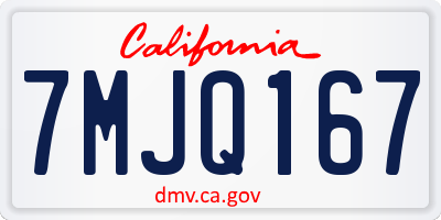 CA license plate 7MJQ167