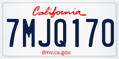 CA license plate 7MJQ170