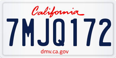 CA license plate 7MJQ172