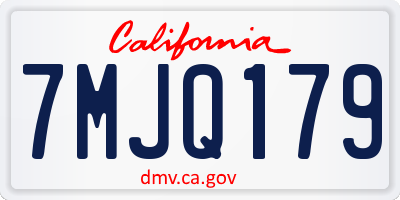 CA license plate 7MJQ179