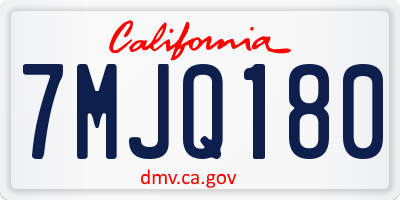 CA license plate 7MJQ180