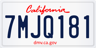 CA license plate 7MJQ181