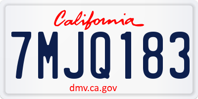 CA license plate 7MJQ183