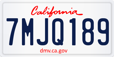 CA license plate 7MJQ189