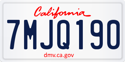 CA license plate 7MJQ190