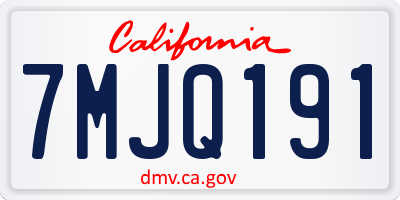 CA license plate 7MJQ191