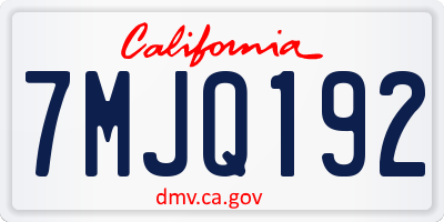 CA license plate 7MJQ192