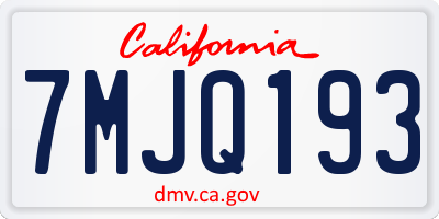 CA license plate 7MJQ193