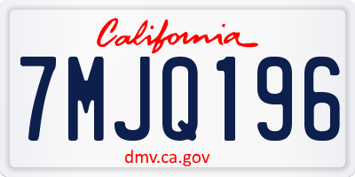 CA license plate 7MJQ196