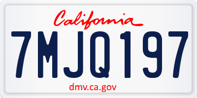 CA license plate 7MJQ197