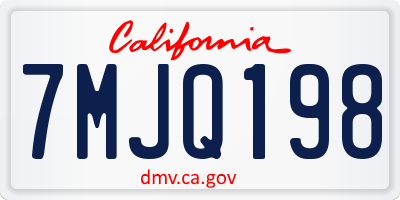 CA license plate 7MJQ198