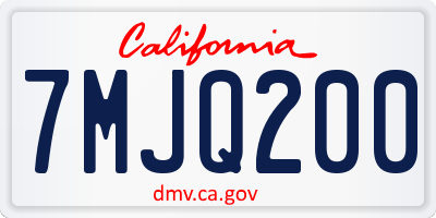 CA license plate 7MJQ200