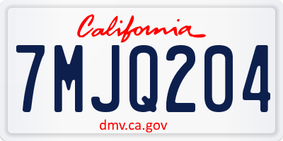 CA license plate 7MJQ204