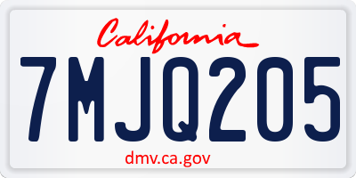 CA license plate 7MJQ205