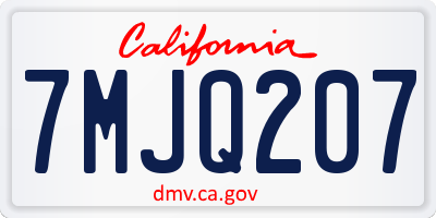 CA license plate 7MJQ207