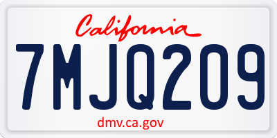 CA license plate 7MJQ209