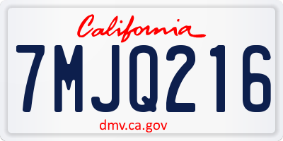 CA license plate 7MJQ216