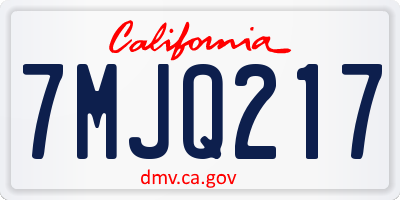 CA license plate 7MJQ217
