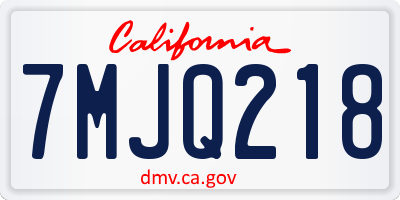 CA license plate 7MJQ218