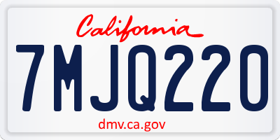 CA license plate 7MJQ220