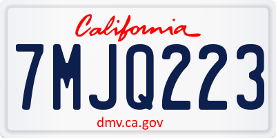 CA license plate 7MJQ223