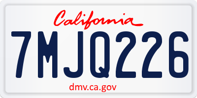 CA license plate 7MJQ226
