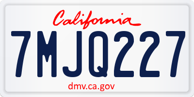 CA license plate 7MJQ227
