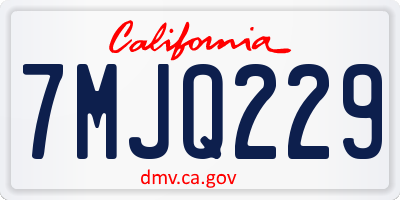 CA license plate 7MJQ229