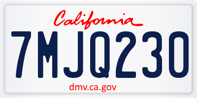 CA license plate 7MJQ230