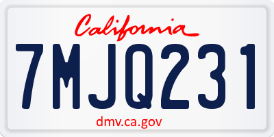 CA license plate 7MJQ231