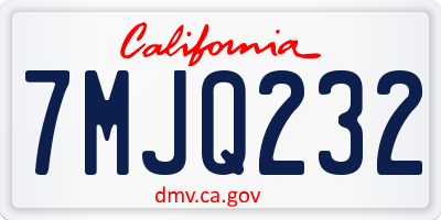 CA license plate 7MJQ232