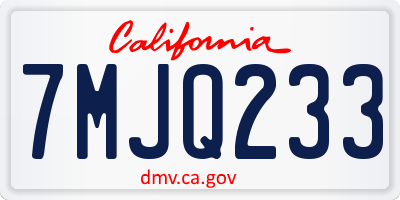 CA license plate 7MJQ233
