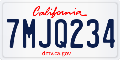 CA license plate 7MJQ234