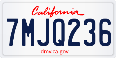 CA license plate 7MJQ236