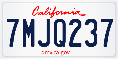 CA license plate 7MJQ237