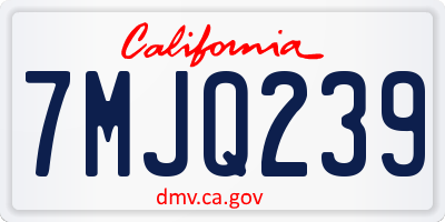 CA license plate 7MJQ239