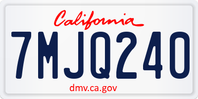 CA license plate 7MJQ240