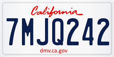 CA license plate 7MJQ242