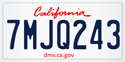CA license plate 7MJQ243