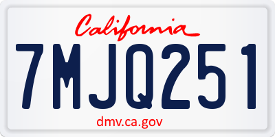 CA license plate 7MJQ251