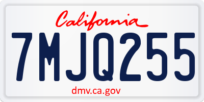 CA license plate 7MJQ255