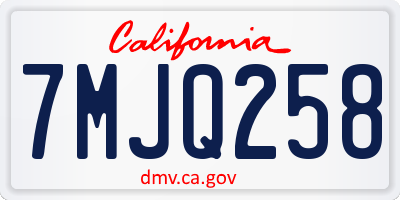 CA license plate 7MJQ258